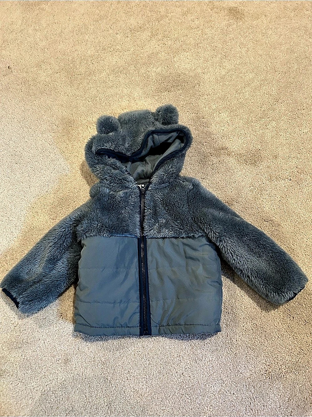 Carter's Just One You Bear Ear Fleece Puffer Jacket Blue 9M